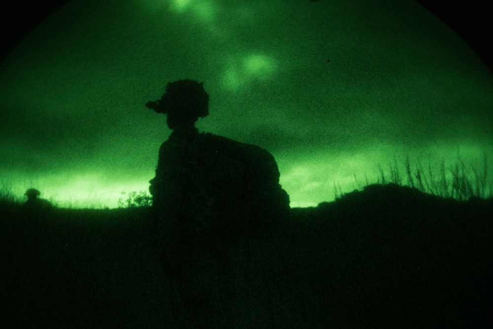 U.S. Marines with 2nd Bn., 4th Marines conduct patrol exercise