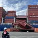 U.S Coast Guard Salvage Engineering Response Team surveys the container ship in the Port of Long Beach