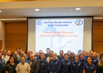 Multiple agency reps gather at the Vessel Digital Forensics Operational Tabletop Exercise