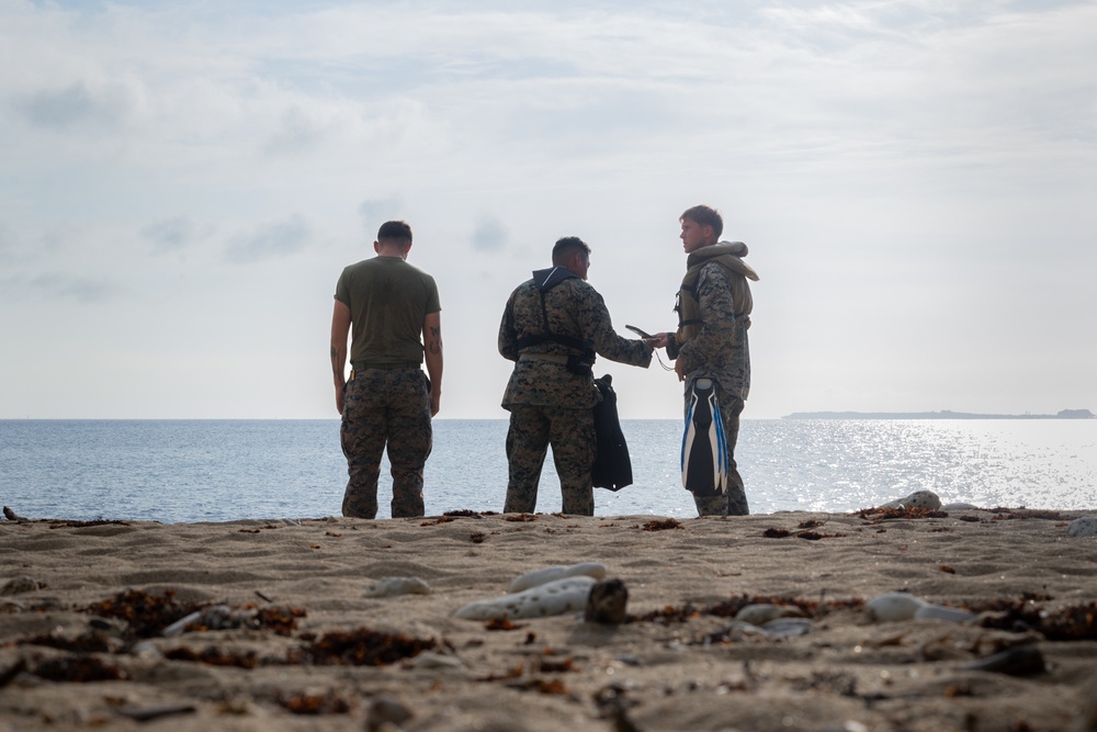 U.S. Marines conduct a beach landing site survey as part of Resolute Dragon 25