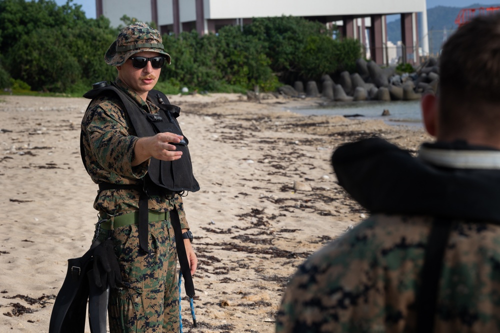 U.S. Marines conduct a beach landing site survey as part of Resolute Dragon 25