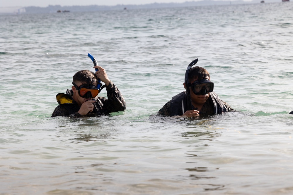 U.S. Marines conduct a beach landing site survey as part of Resolute Dragon 25