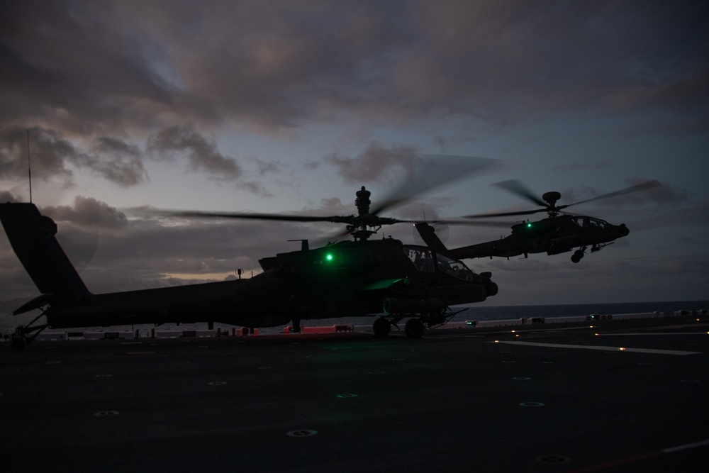 USS America (LHA 6) Conducts Joint Army AH-64E Apache Helicopter Exercise