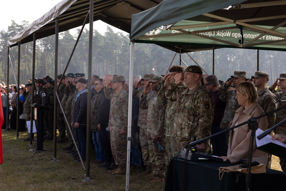 U.S. Soldiers salute alongside NATO allies during BPTA Day&amp;#xA;