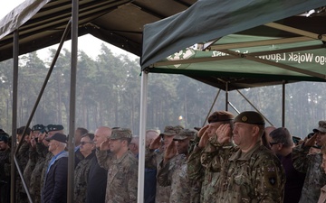 U.S. Soldiers salute alongside NATO allies during BPTA Day&amp;#xA;