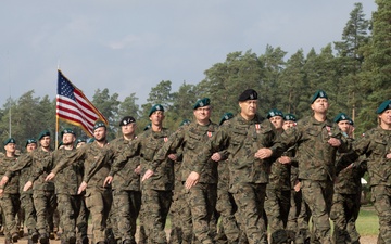 U.S. Soldiers march with NATO allies during BPTA Day