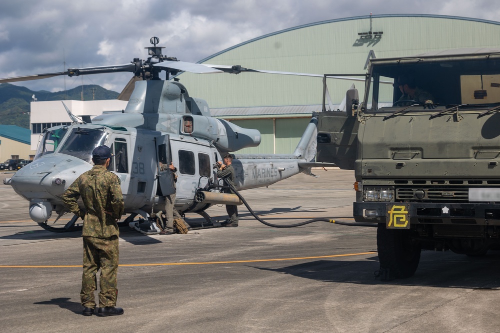 HMLA-169 UH-1Y Venom helicopters arrive at JGSDF Camp Metabaru
