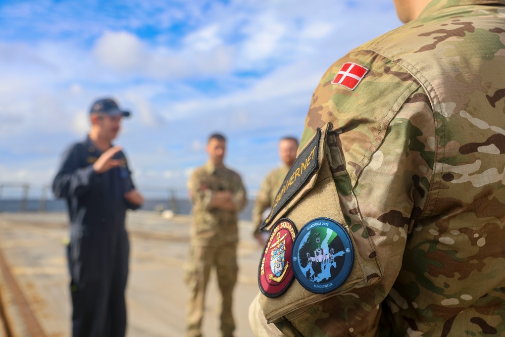 Danish Sailors arrive onboard USS Bulkeley (DDG 84) during the Northern Coasts 2025