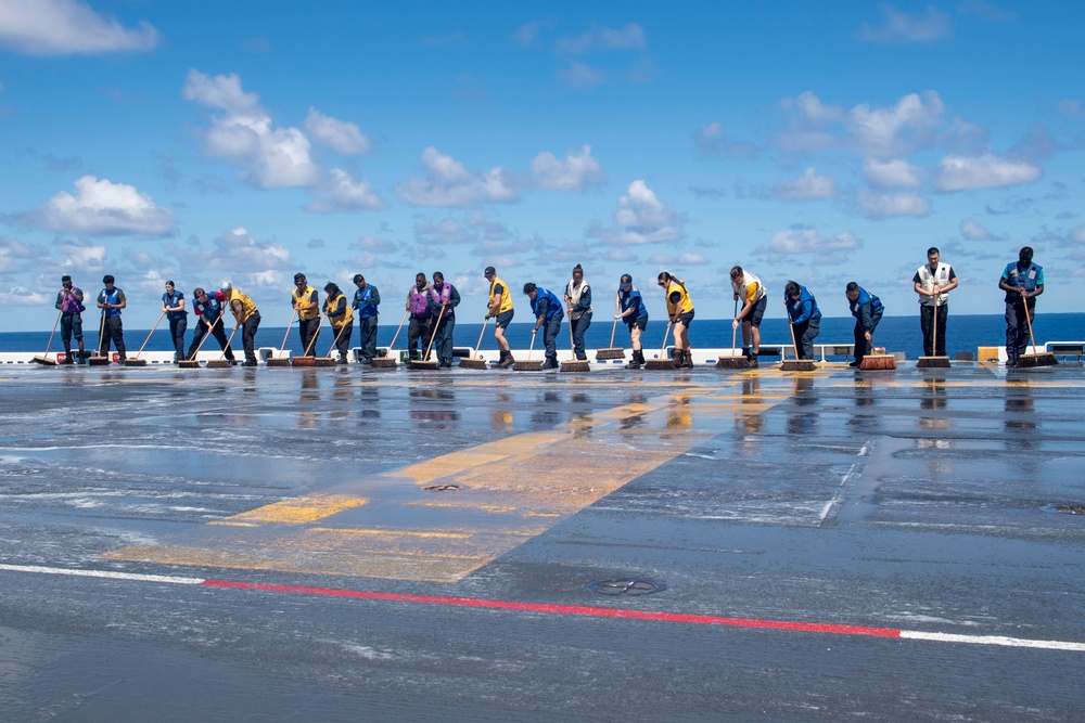 USS America (LHA 6) Washes Down Flight Deck