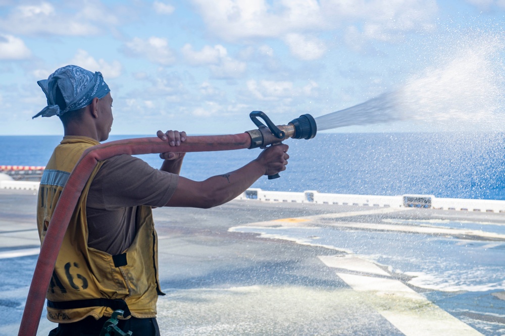 USS America (LHA 6) Washes Down Flight Deck