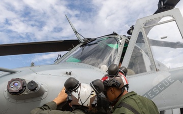 U.S. Marines with 1st Marine Aircraft Wing maintain helicopters