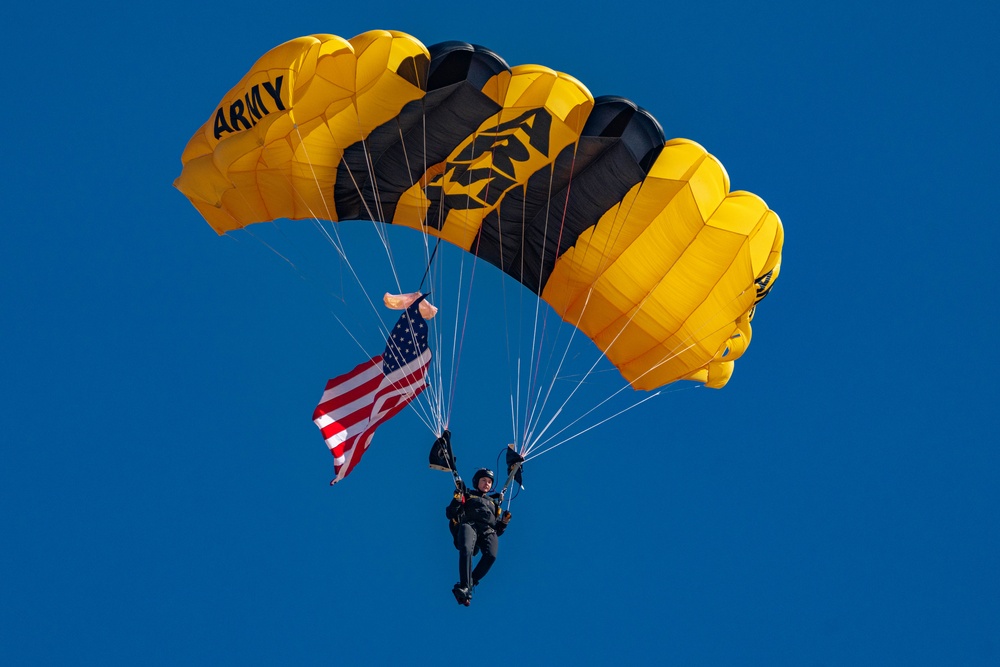 U.S. Army Parachute Team and U.S. Naval Academy Jump Into Joint Base Andrews Airshow