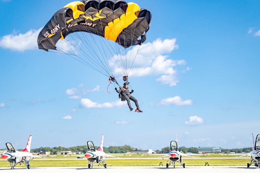 U.S. Army Parachute Team and U.S. Naval Academy Jump Into Joint Base Andrews Airshow