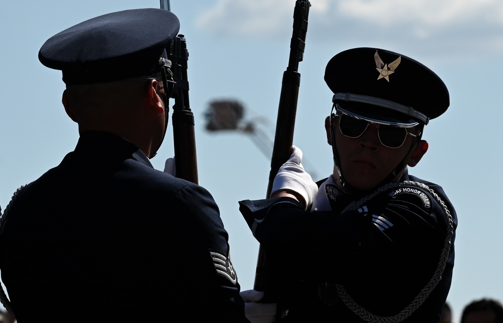 U.S. Air Force Drill Team performs at the 2025 Joint Base Andrews Air Show