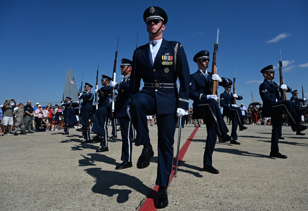 U.S. Air Force Drill Team performs at the 2025 Joint Base Andrews Air Show