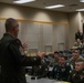 State Command Sgt. Maj. Christopher Casey gives welcome brief