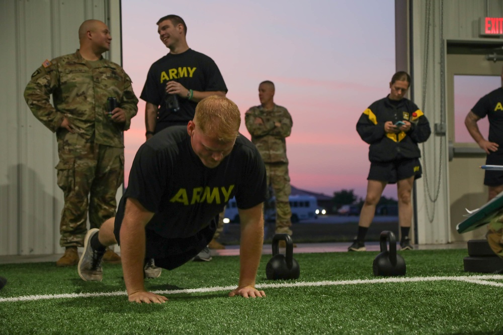 Soldier performing hand-release push-ups Soldier performing hand-release push-ups