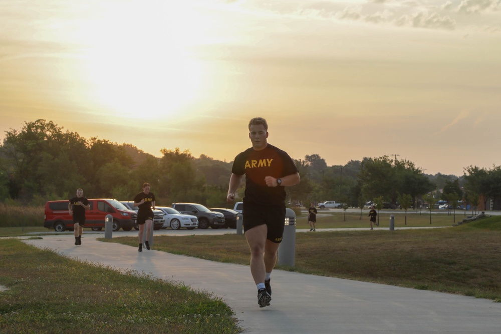 Soldiers run during an AFT
