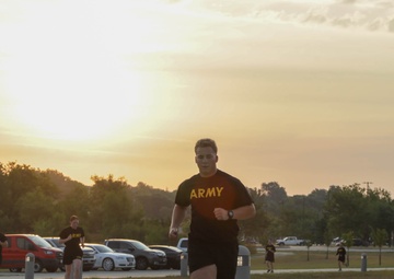 Soldiers run during an AFT