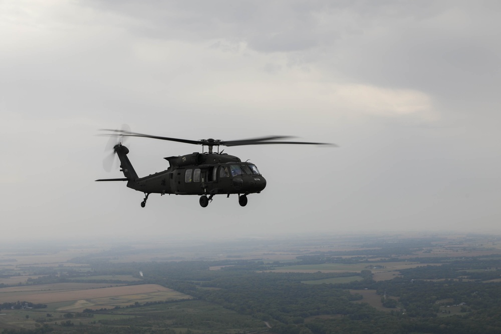 Blackhawk flies over Iowa