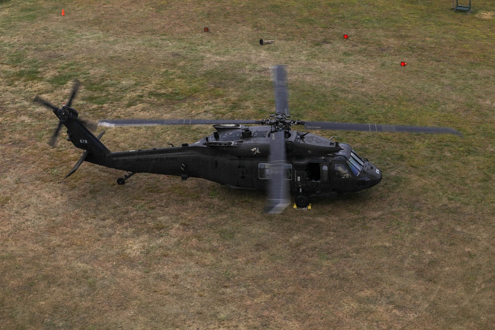 Blackhawk powering down after landing