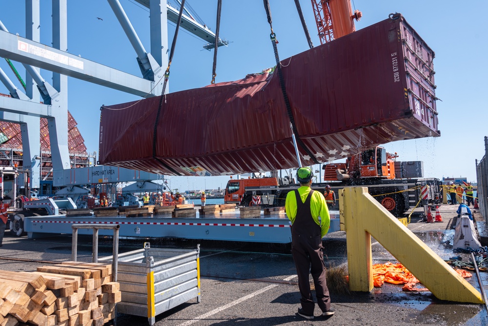 Unified Command continues to recover the fallen containers at the Port of Long Beach