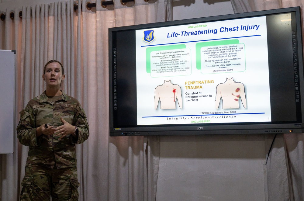 Air Force medical technicians brief Sri Lankan military doctors and public health officials during PAC Angel 25-1