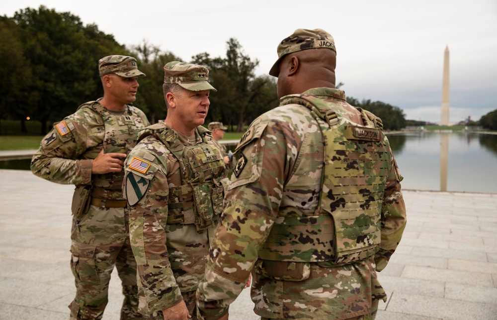 Louisiana National Guard, Maj. Gen. Thomas Friloux, Adjutant General, meets Lt. Col. Steven Jackson, Commander of 112th Military Police Battalion in Washington, D.C.
