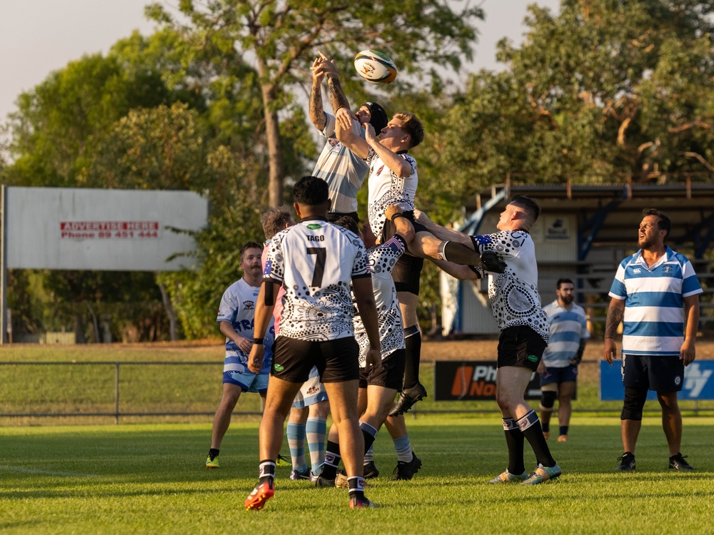 MRF-D 25.3: U.S. Marines compete against Australian Stray Cats in rugby match
