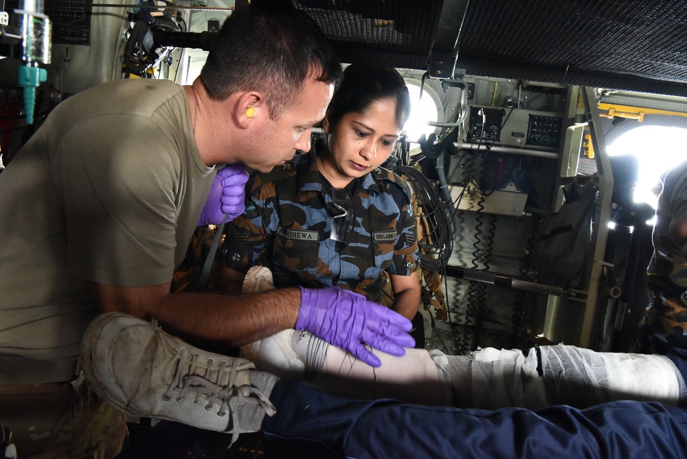 Air Force medical team exercise with Sri Lanka Air Force military members during Pac Angel 25-1