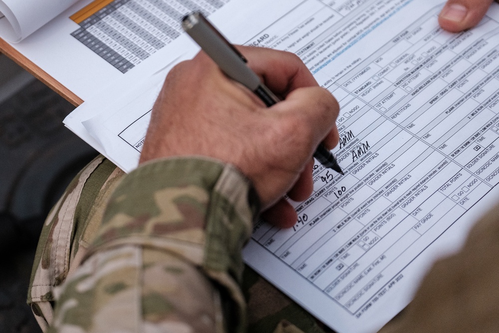 U.S. Army Reserve Soldiers conduct fitness test in Germany