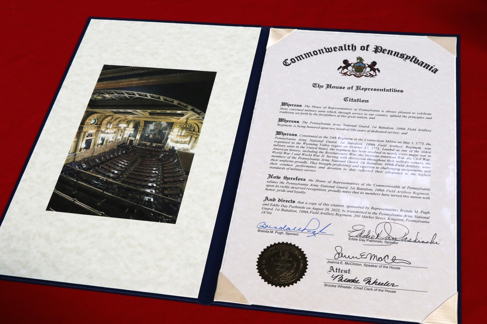 1-109th Field Artillery deactivation and 28th Division Artillery activation