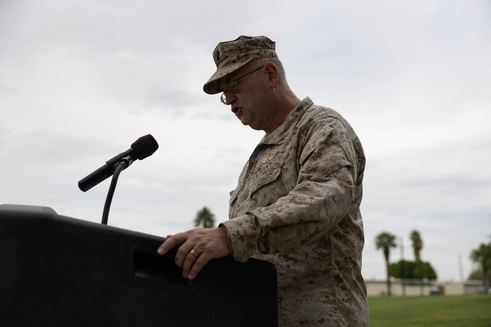 Lopez relieves Meltesen as Sergeant Major of MAGTFTC, MCAGCC during a relief and appointment Ceremony