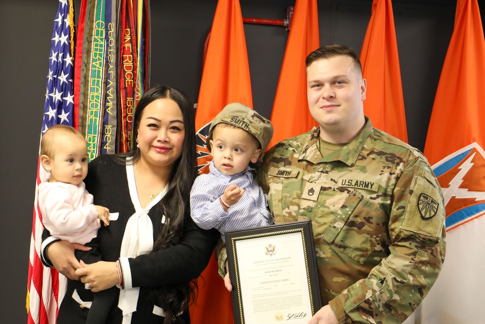 Staff Sgt. Devin Smith Promotion Ceremony, 7th Signal Command (Theater) Headquarters, Ft. Meade, MD