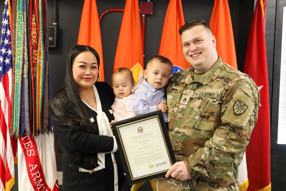 Staff Sgt. Devin Smith Promotion Ceremony, 7th Signal Command (Theater) Headquarters, Ft. Meade, MD