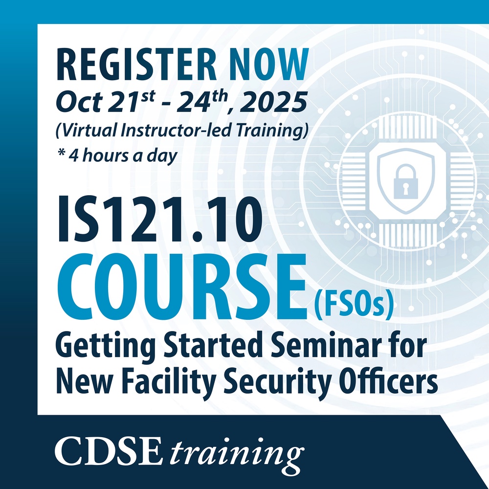 Getting Started Seminar for New Facility Officers (FSO's)