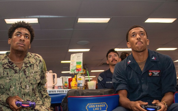 Video game tournament hosted by Morale, Welfare and Recreations onboard USS Essex.