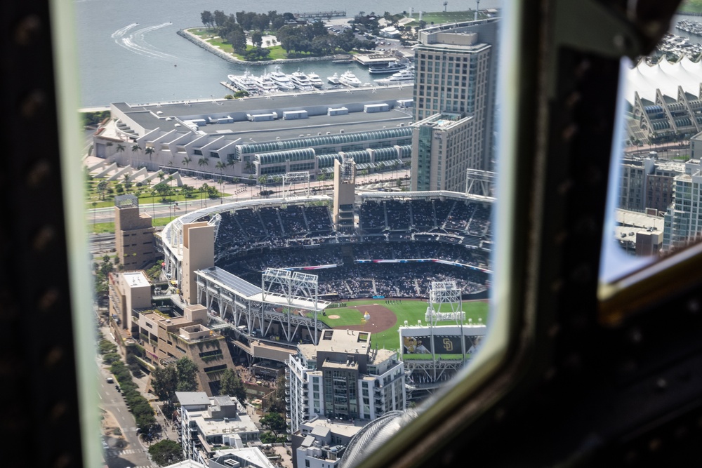 VMGR-352 KC-130s Fly over San Diego Padres Game