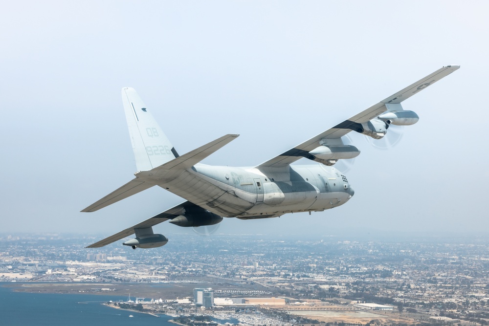 VMGR-352 KC-130s Fly over San Diego Padres Game