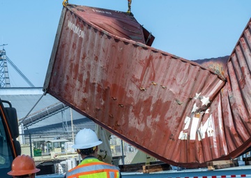 Unified Command continues to recover the fallen containers at the Port of Long Beach