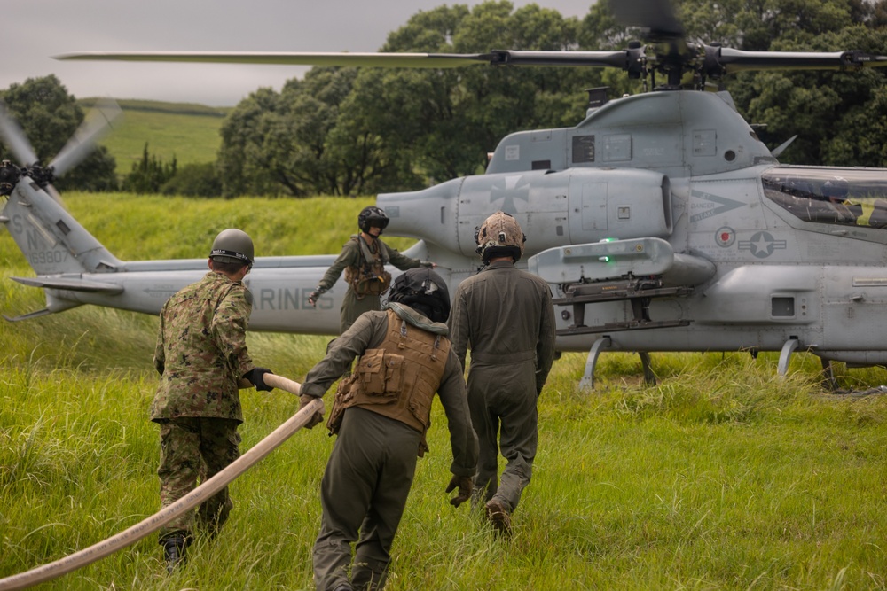 U.S. Marines, Japan Ground Self-Defense Force operate forward arming, refueling point