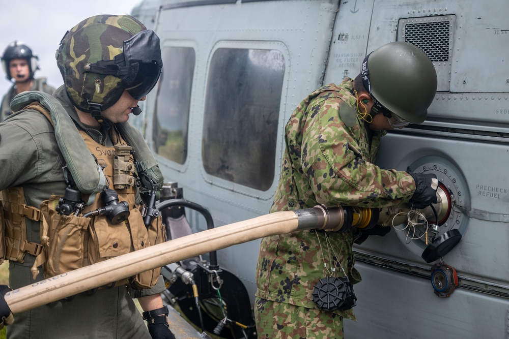 U.S. Marines, Japan Ground Self-Defense Force operate forward arming, refueling point