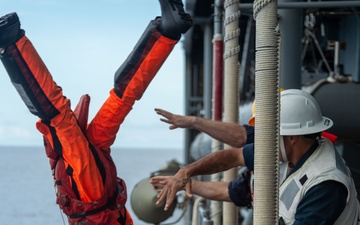 USS Blue Ridge Conducts Man Overboard Retrieval Drill