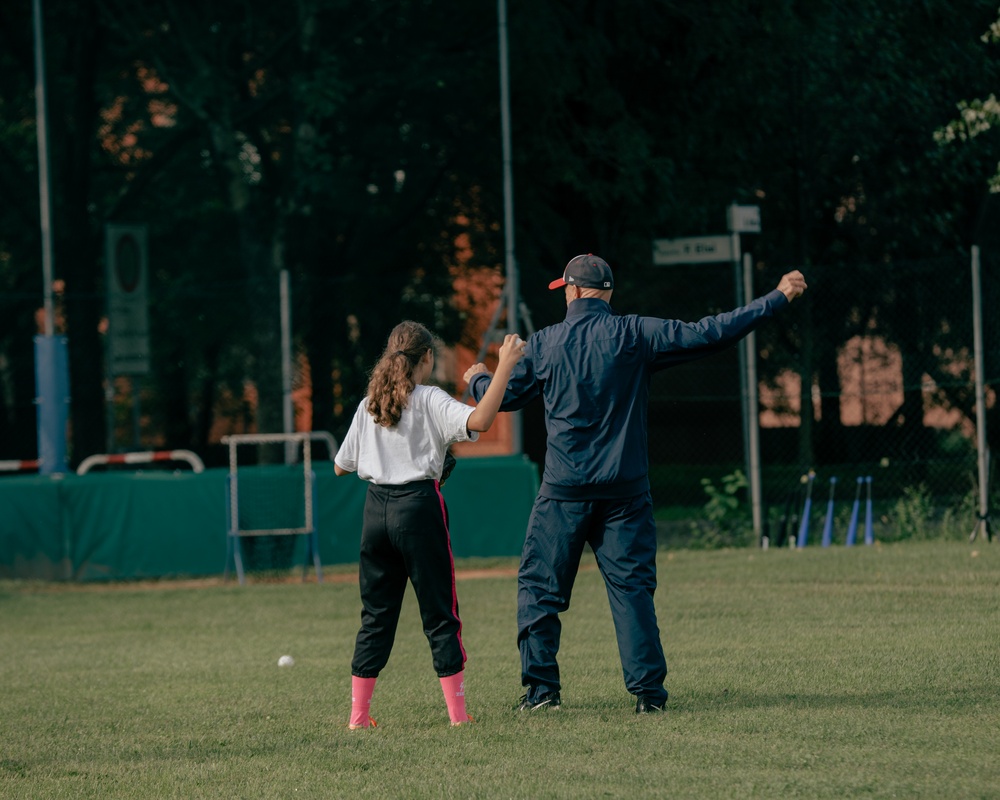 Italians and Vicenza Military Community play baseball at Friendship Festival