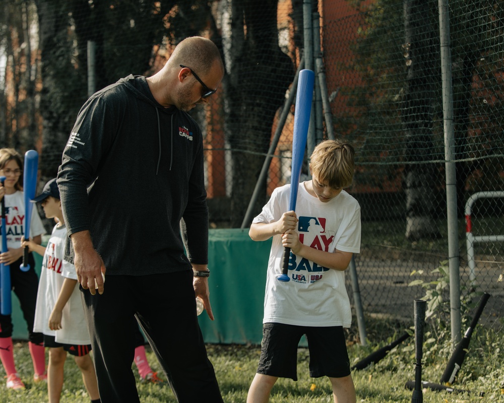 Italians and Vicenza Military Community play baseball at Friendship Festival