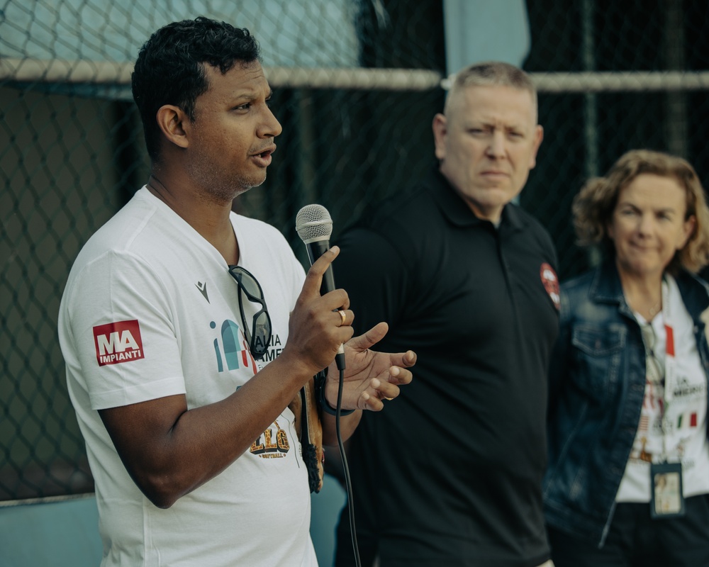 Italians and Vicenza Military Community play baseball at Friendship Festival