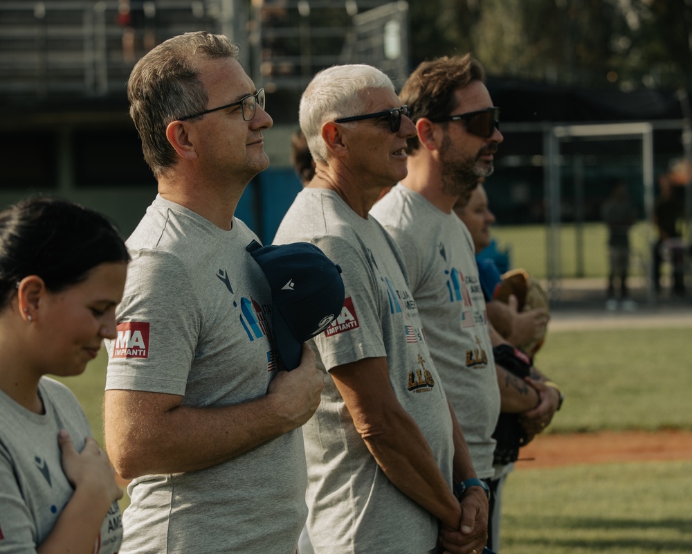 Italians and Vicenza Military Community play baseball at Friendship Festival