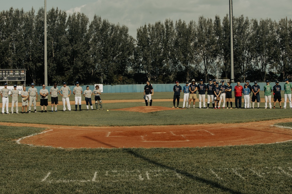 Italians and Vicenza Military Community play baseball at Friendship Festival