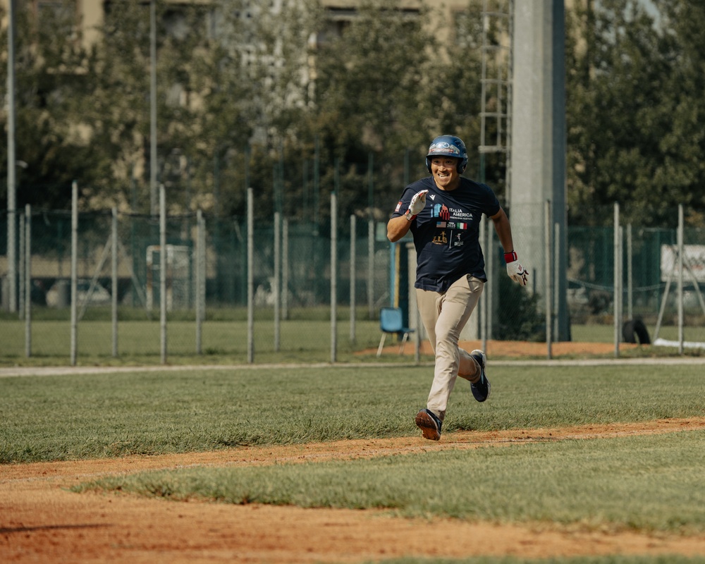 Italians and Vicenza Military Community play baseball at Friendship Festival