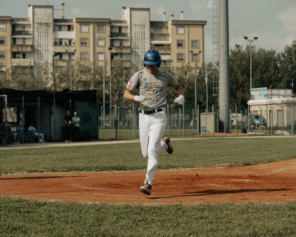 Italians and Vicenza Military Community play baseball at Friendship Festival